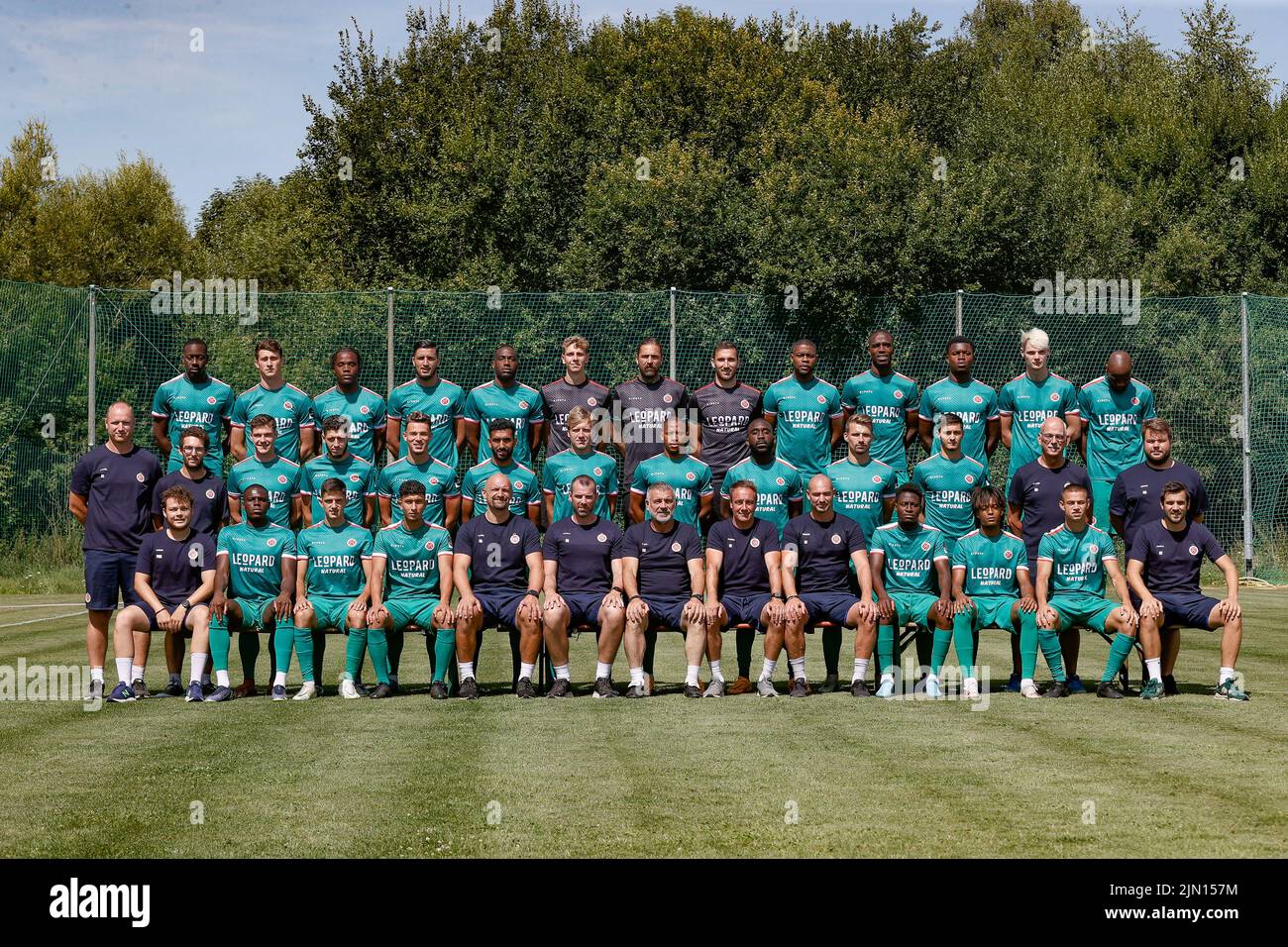 Virton's players pose for the photographer during the 2022-2023 photoshoot of Belgian Challenger League club RE Virton, Monday 08 August 2022 in Virton. BELGA PHOTO BRUNO FAHY Stock Photo