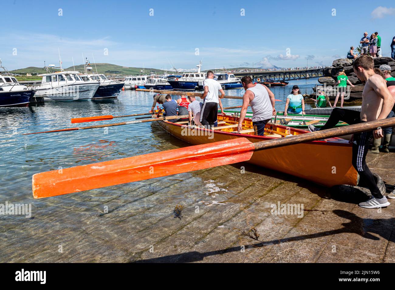 Seine Boat, traditional long fishing boat from County Kerry, at Portmagee Regatta Stock Photo