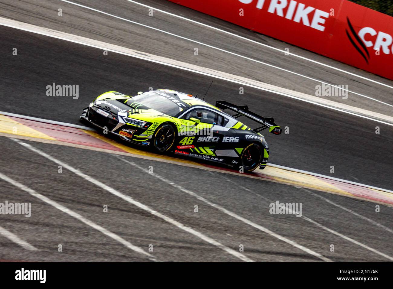 A race car on the track during Formula 1 Rolex Belgian Grand Prix 2022
