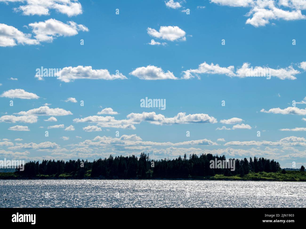 July 6 20022.  4:40pm.  View of Whaleboat from Barnes Island. Stock Photo