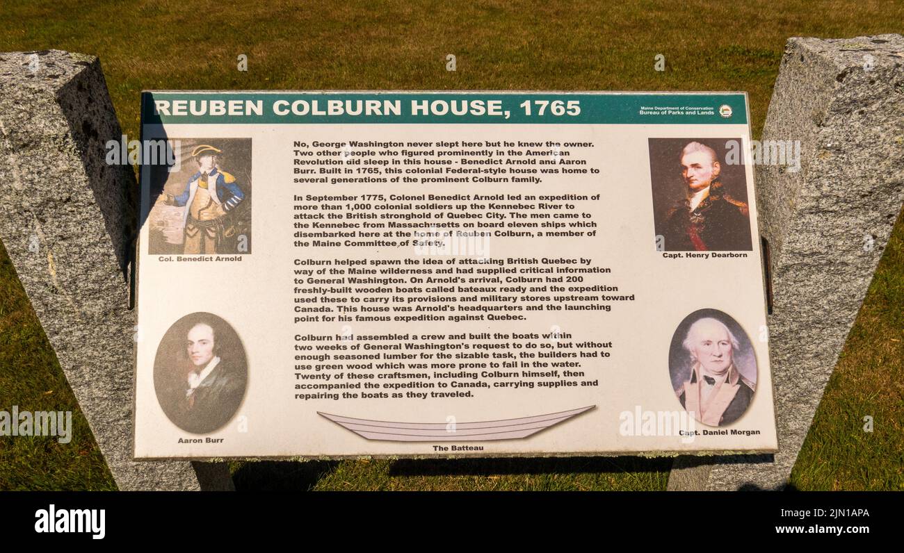 Major Reuben Colburn House and museum in Pittston Maine Stock Photo