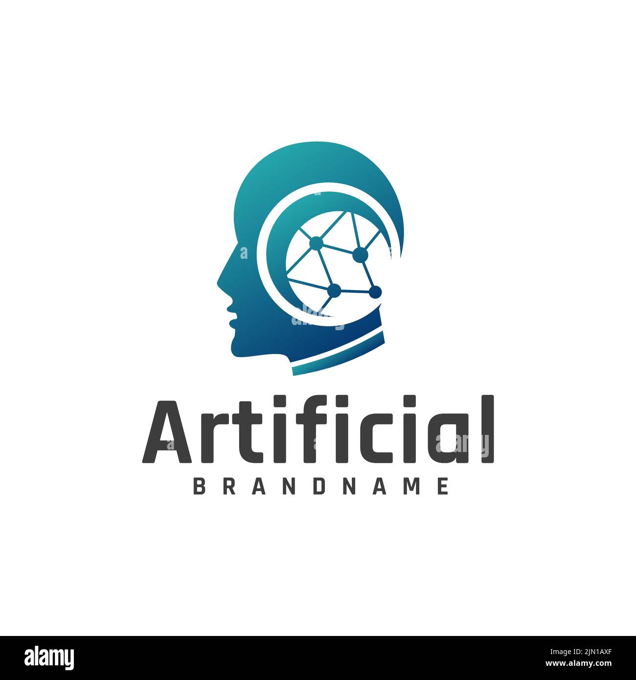 Artificial intelligence human face logo, human head communication vector design, network, design template, symbol, icon Stock Vector