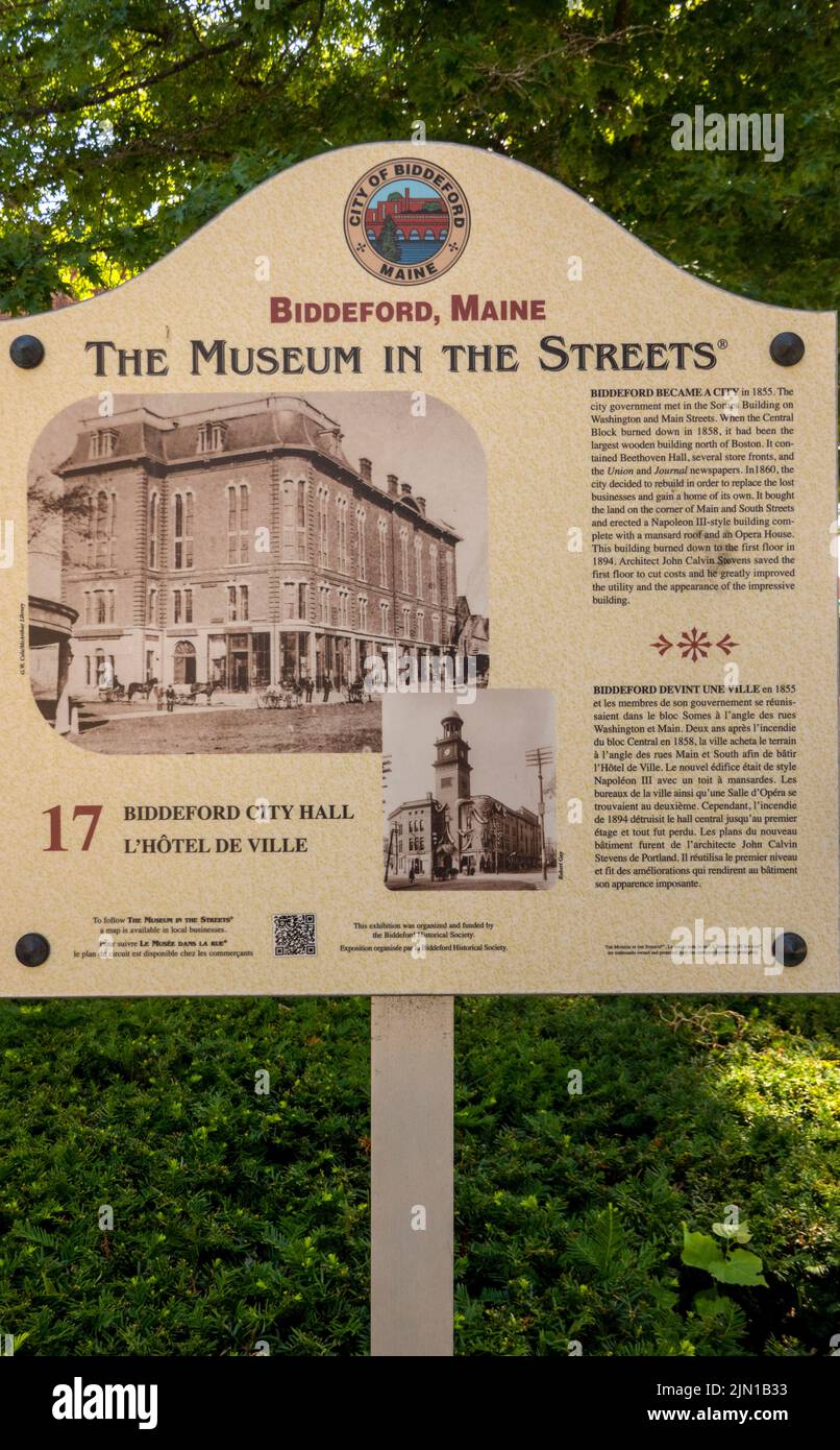 the museum in the street information in Biddeford Maine Stock Photo