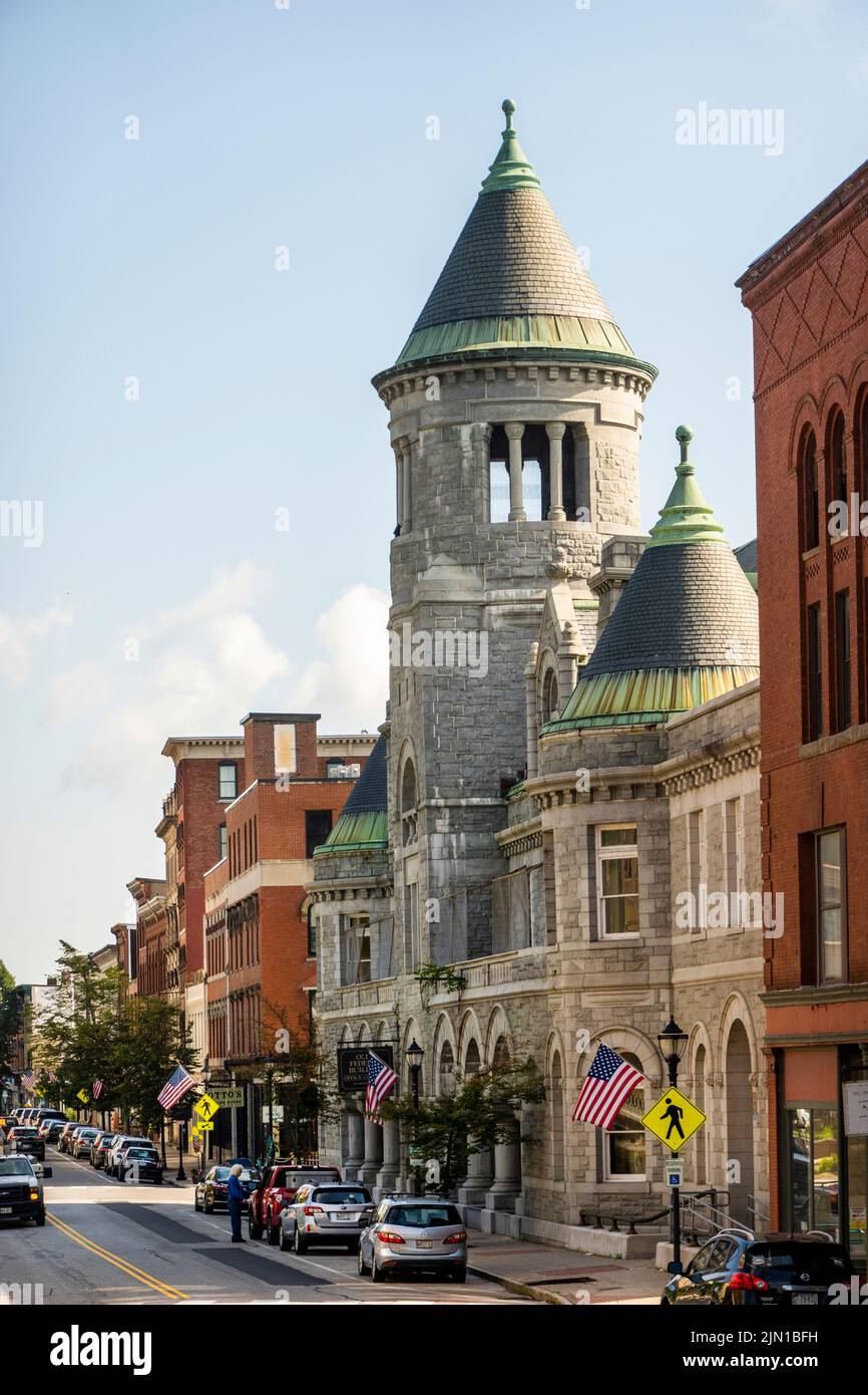 small town main street in Augusta Maine Stock Photo Alamy