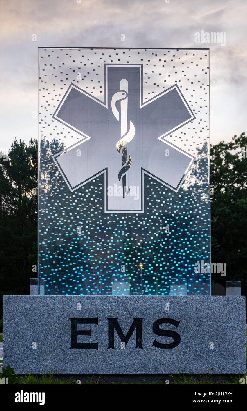 EMS memorial on the state capitol grounds in Augusta ME Stock Photo