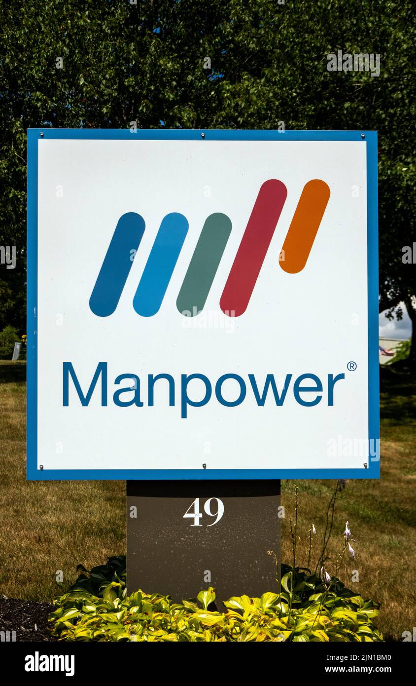 Manpower business sign in Augusta Maine Stock Photo