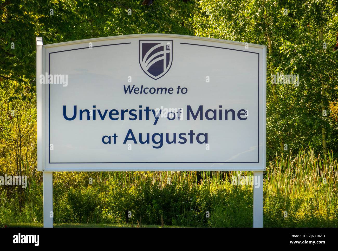 University of Maine at Augusta campus sign in Augusta ME Stock Photo