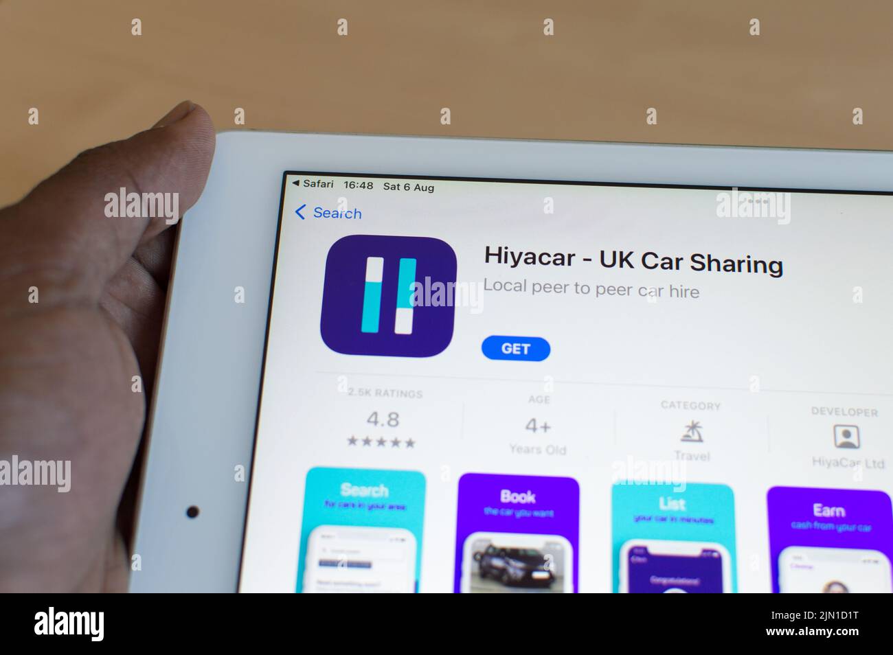 Hiya car sharing app Stock Photo