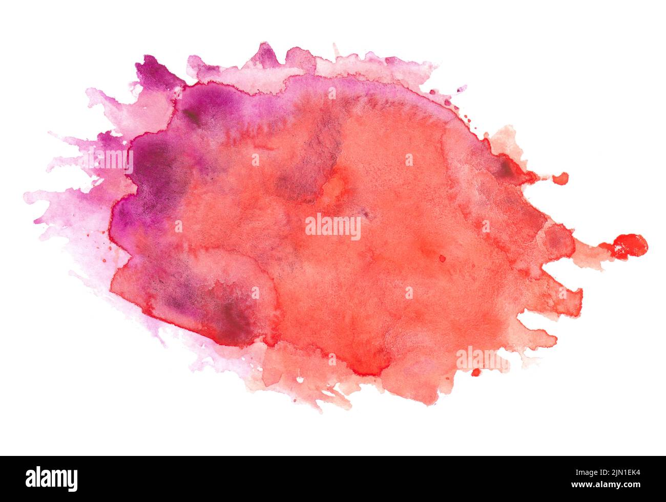 Abstract red blue watercolor splash texture isolated on white