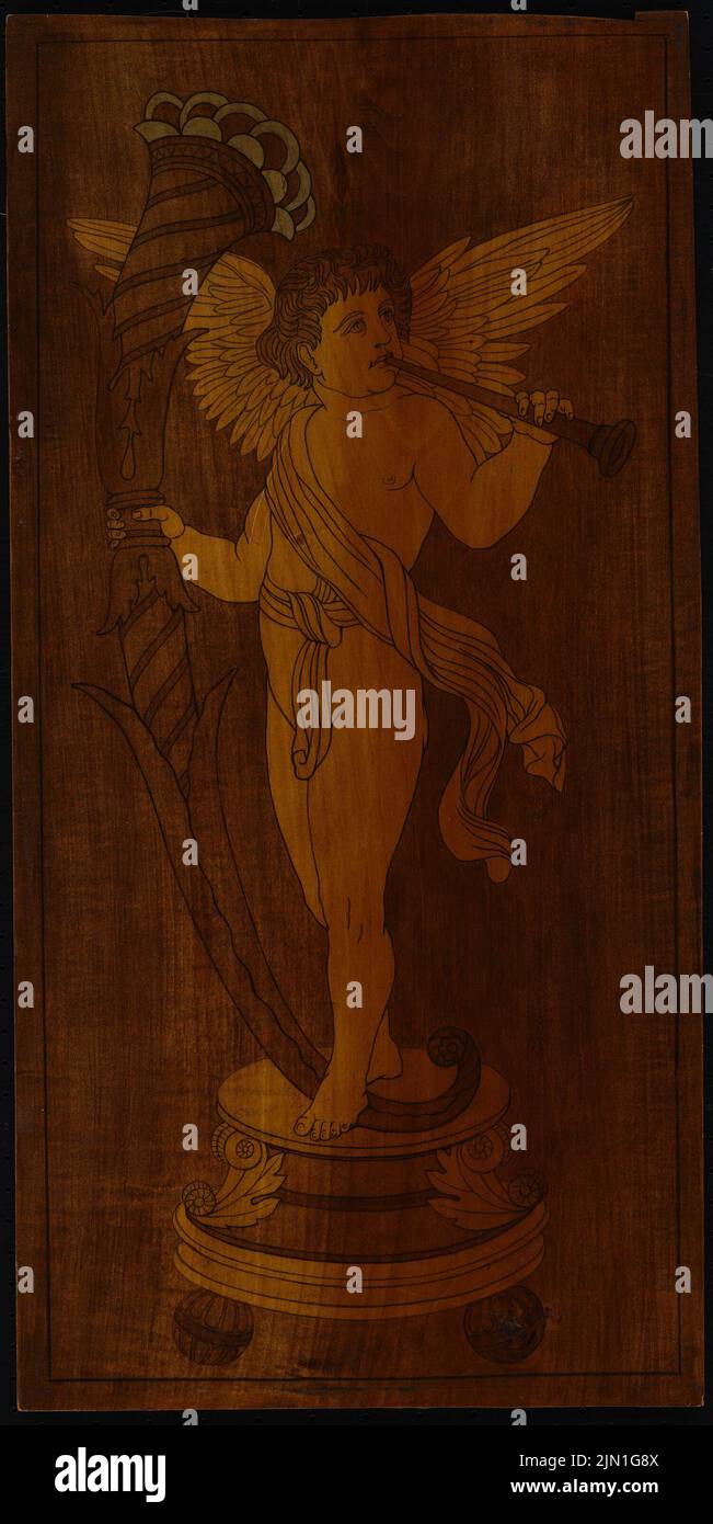 Gropius Martin (1824-1880), Intarsia filling of the choir stalls of St. Maria Delle Grazie, Milan (without dat.): View. Ink on wood, 63.2 x 31.7 cm (including scan edges) Gropius Martin  (1824-1880): Intarsie am Chorgestühl von St. Maria delle Grazie, Mailand Stock Photo