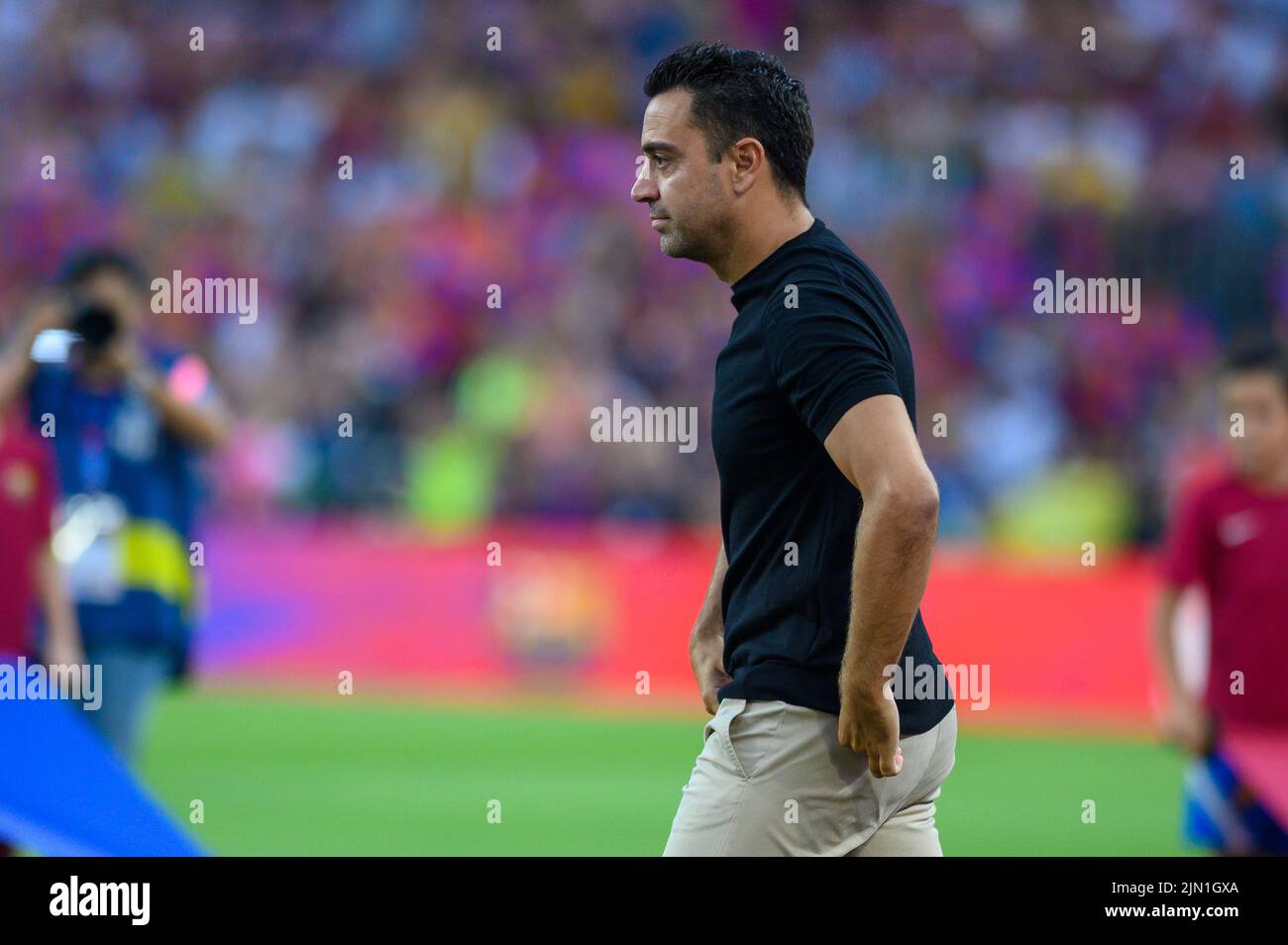 Xavi Hernandez of FC Barcelona during the Joan Gamper Trophy match between FC Barcelona and Pumas UNAM at Camp Nou in Barcelona, Spain. Stock Photo