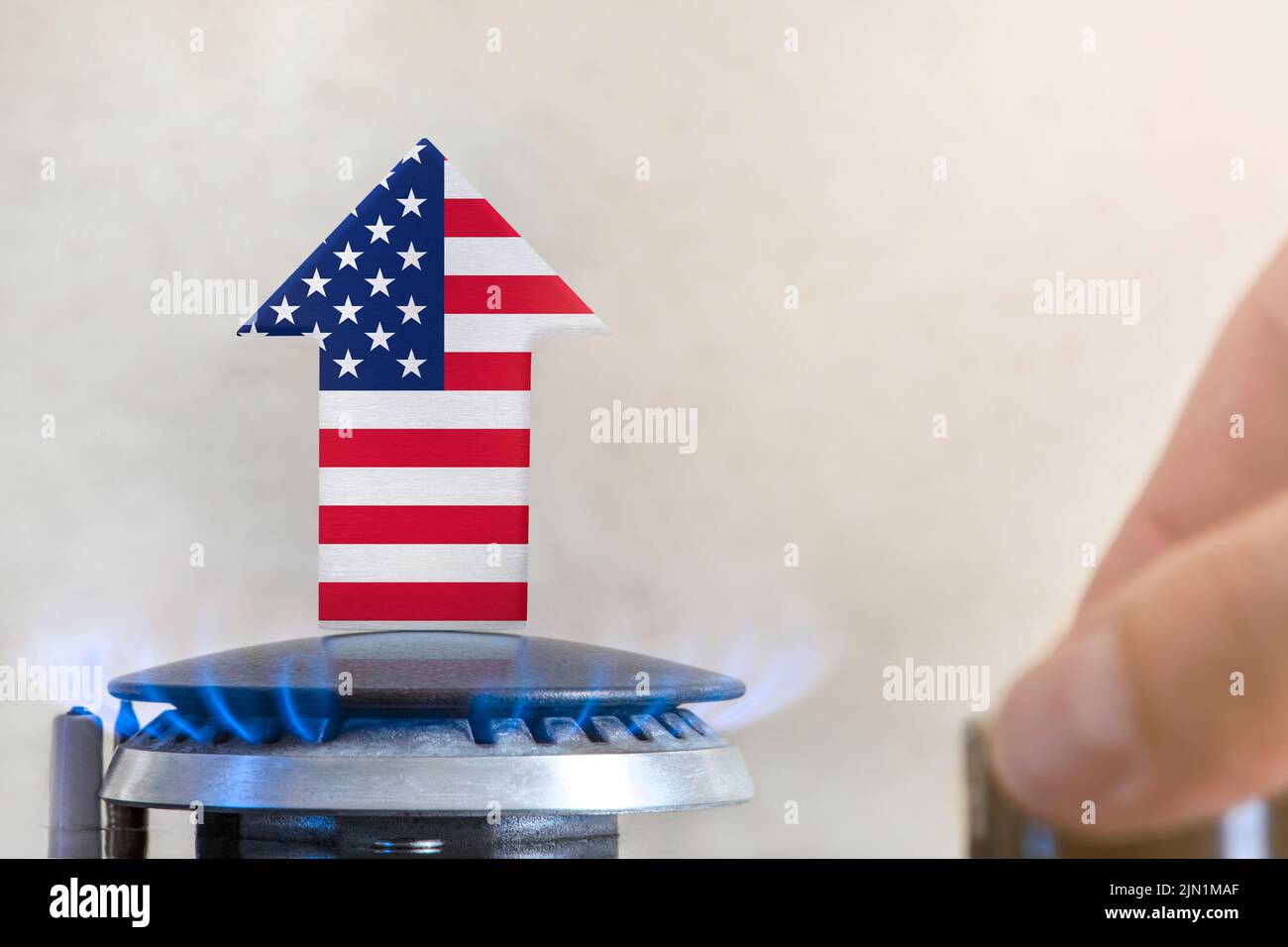 Gas price. Rise in gas prices in United States of America. A burner