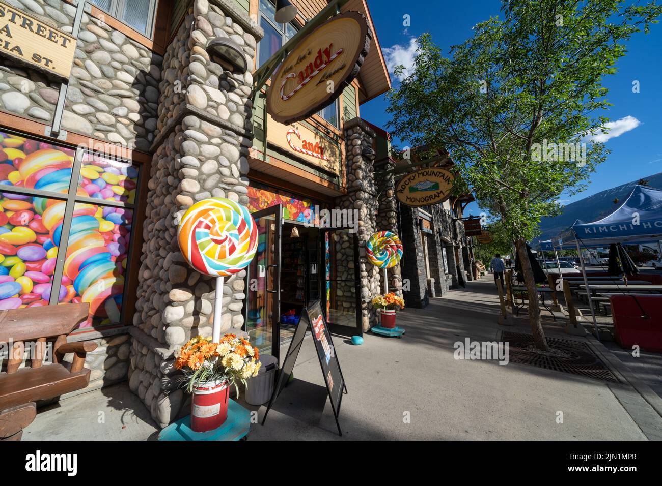 Jasper, Alberta, Canada July 12, 2022 Shops in downtown Jasper