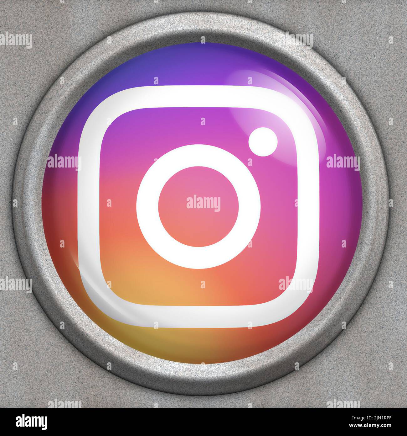 button with logo of social media service Instagram Stock Photo