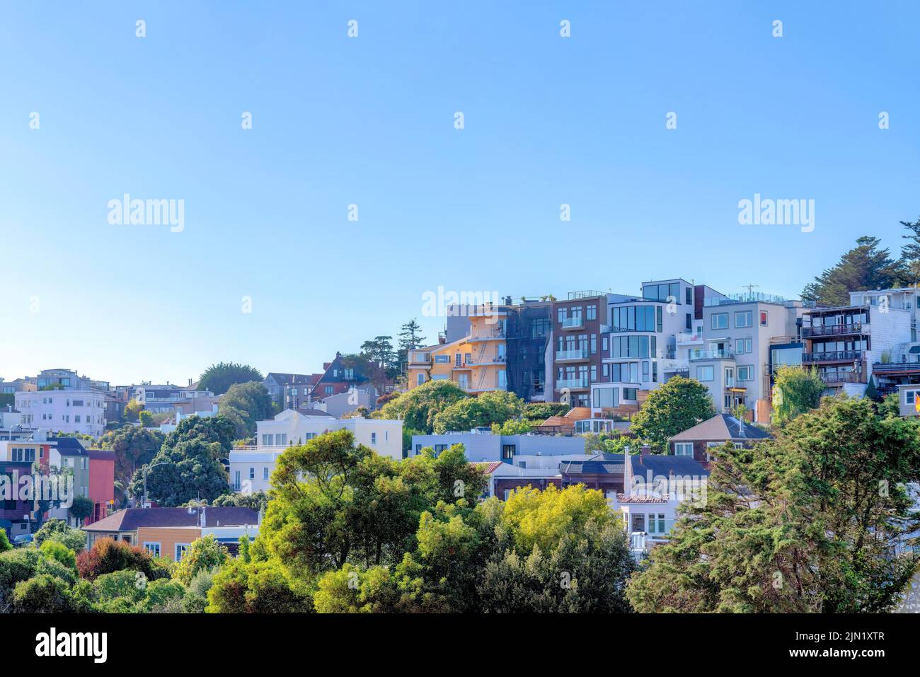 Large residential buildings on a slope at San Francisco, California ...