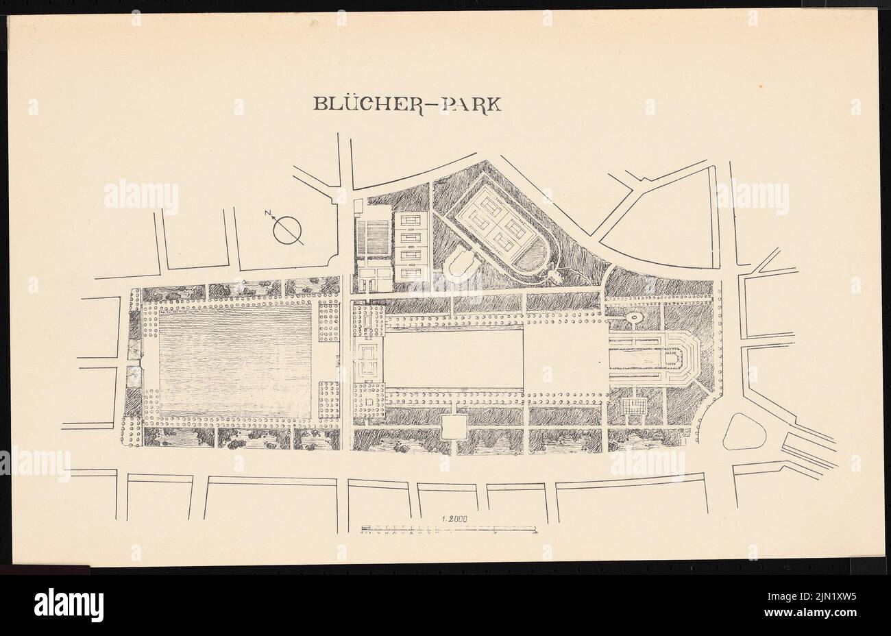 Allinger Gustav (1891-1974), foreign plans (1911-1913): Blucher-Park Cologne: Deport plan 1: 2000. Light break on paper, 34.8 x 53.9 cm (including scan edges) N.N. : Fremdpläne Stock Photo