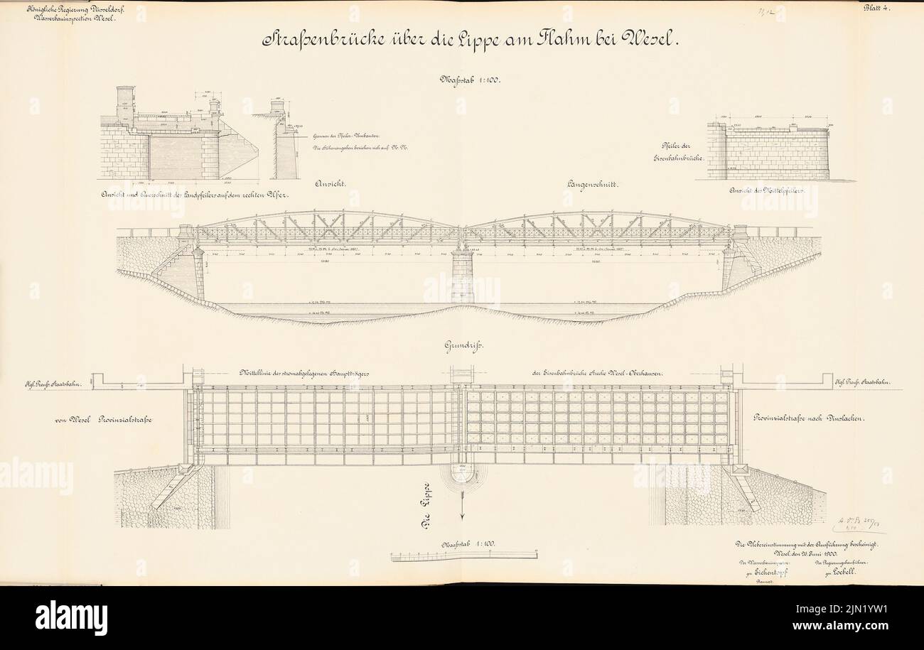 N.N., Road Bridge over the Lippe am Flahm, Wesel: Views, floor plan ...