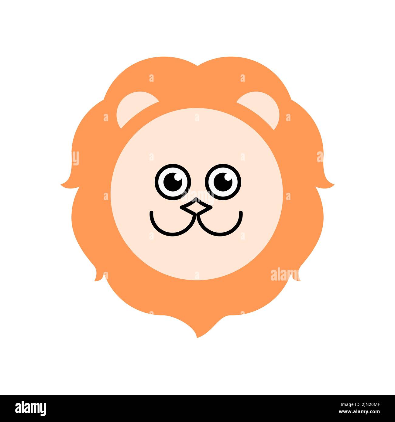 2D illustration of Cute Lion Head logo for print, card, banner, web, video etc. Stock Photo
