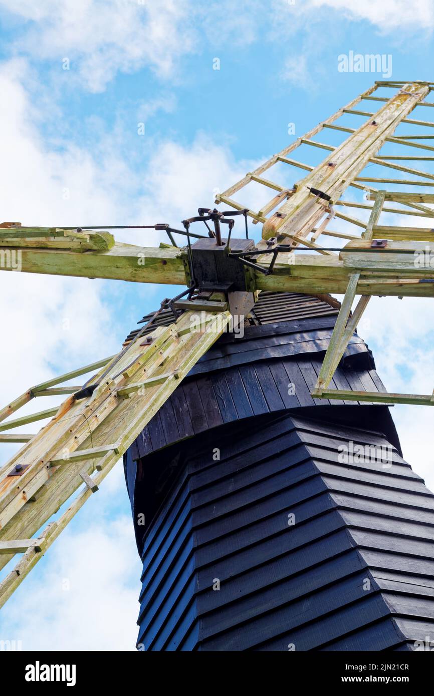 Close up of old Wind pump at the museum of east anglian life in Stowmarket, Suffolk, England. Stock Photo