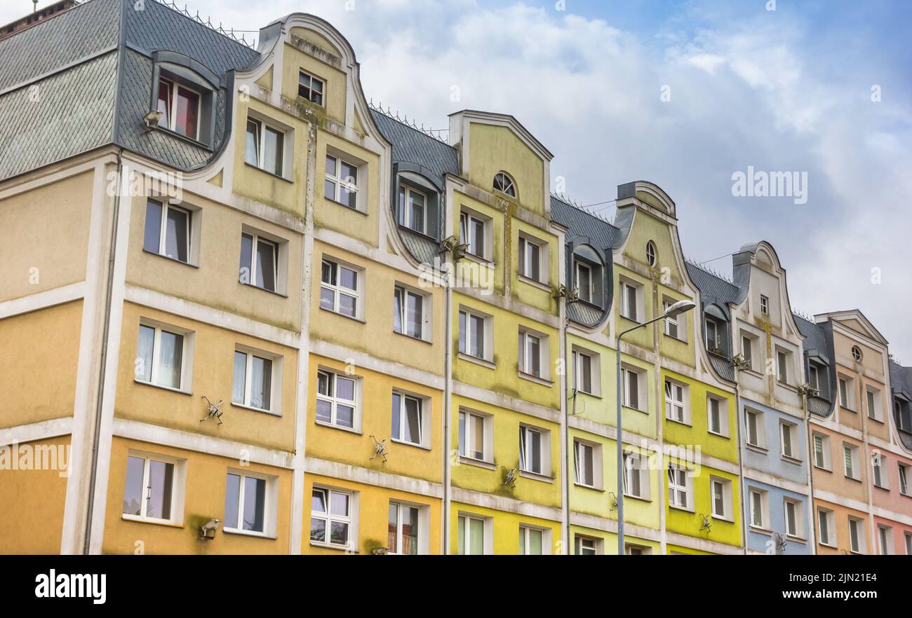 Colorful houses in the center of Slupsk, Poland Stock Photo