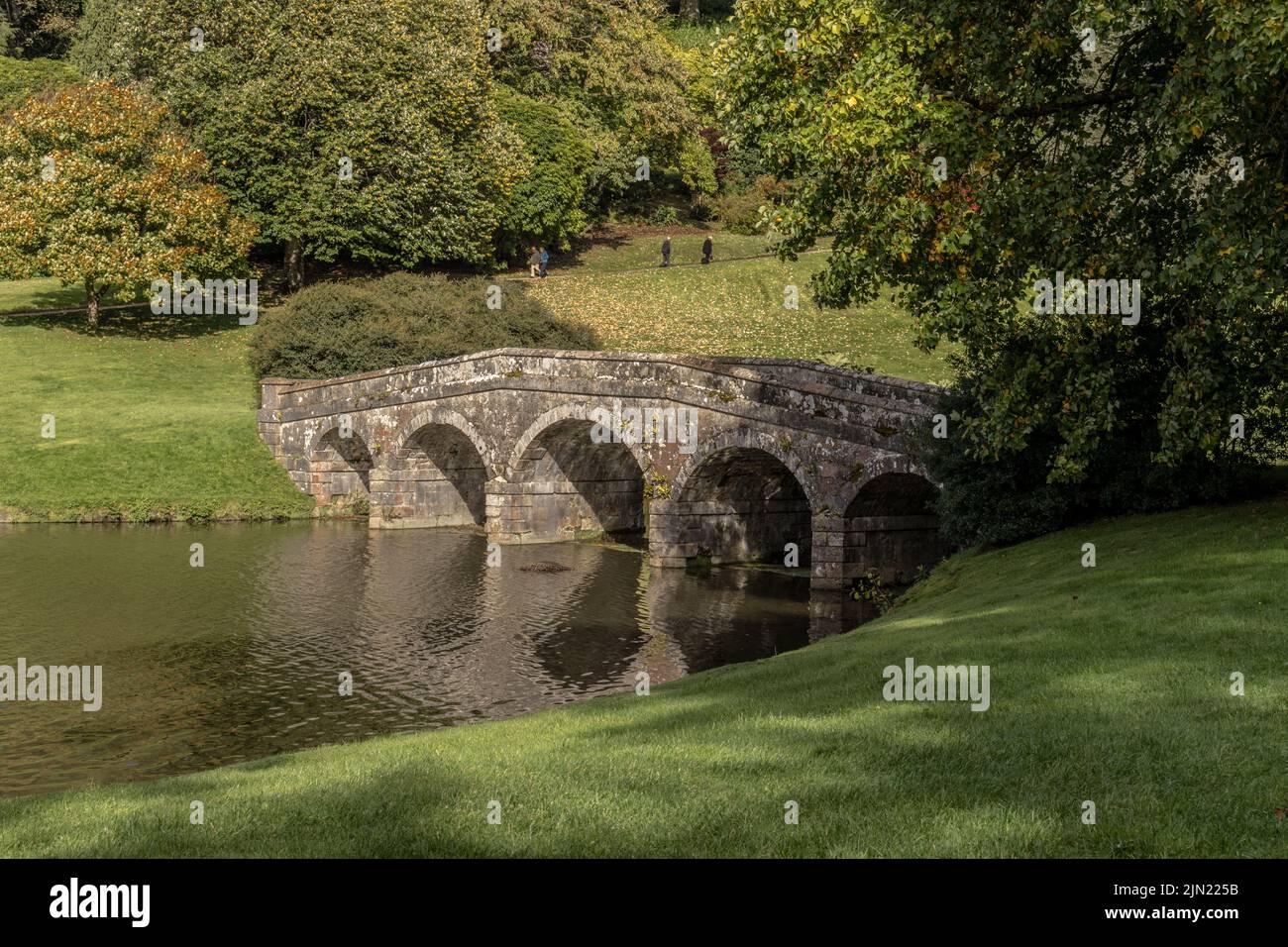 Stourhead Gardens is part of a large estate northwest of the town of Mere in the county of Wiltshire in the United Kingdam Stock Photo