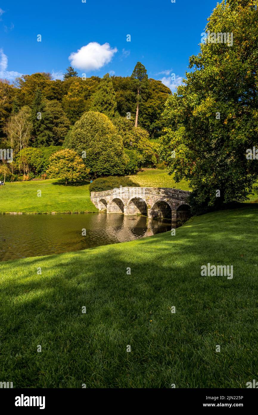 Stourhead Gardens is part of a large estate northwest of the town of Mere in the county of Wiltshire in the United Kingdam Stock Photo