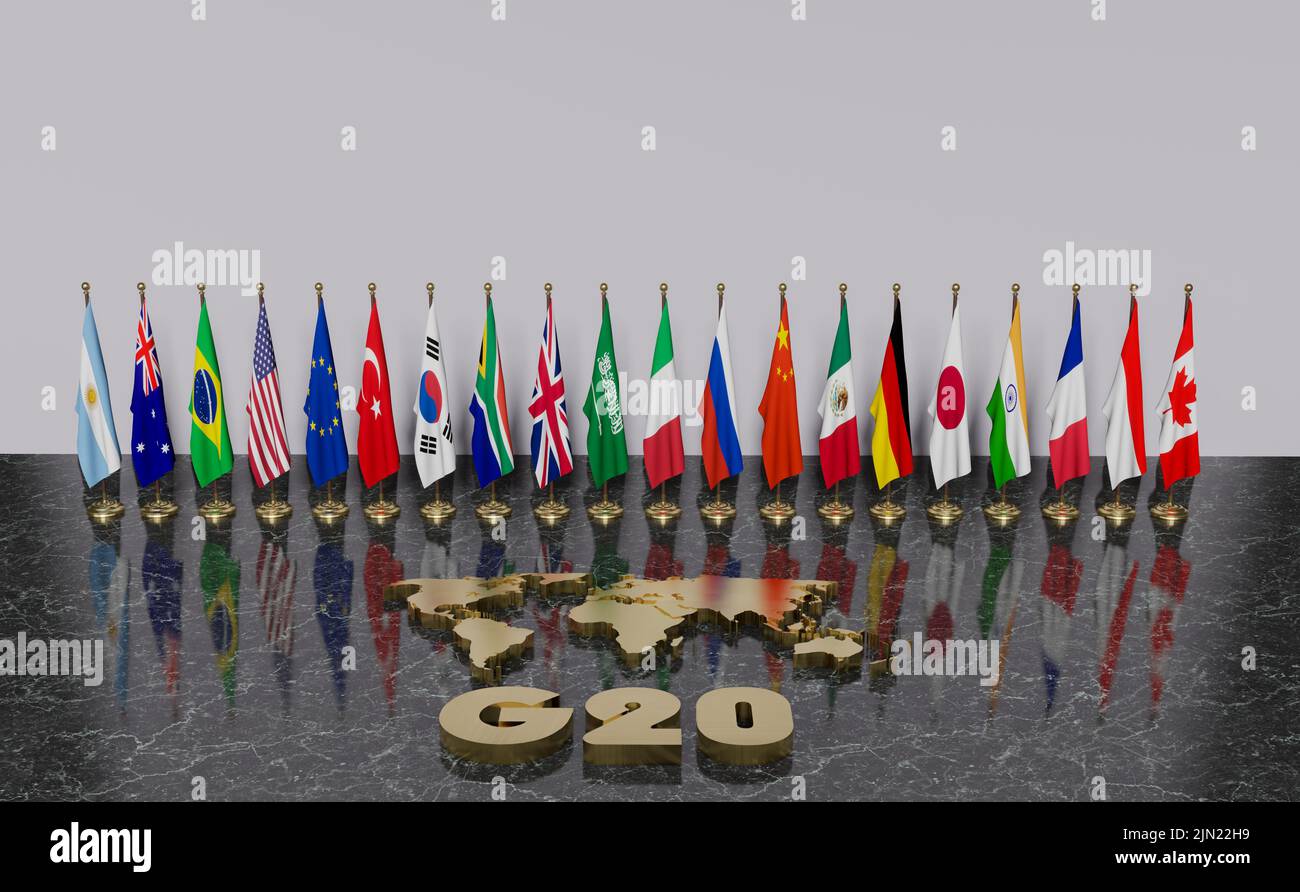 Flags G20 membership , Concept of the G20 summit or meeting, G20