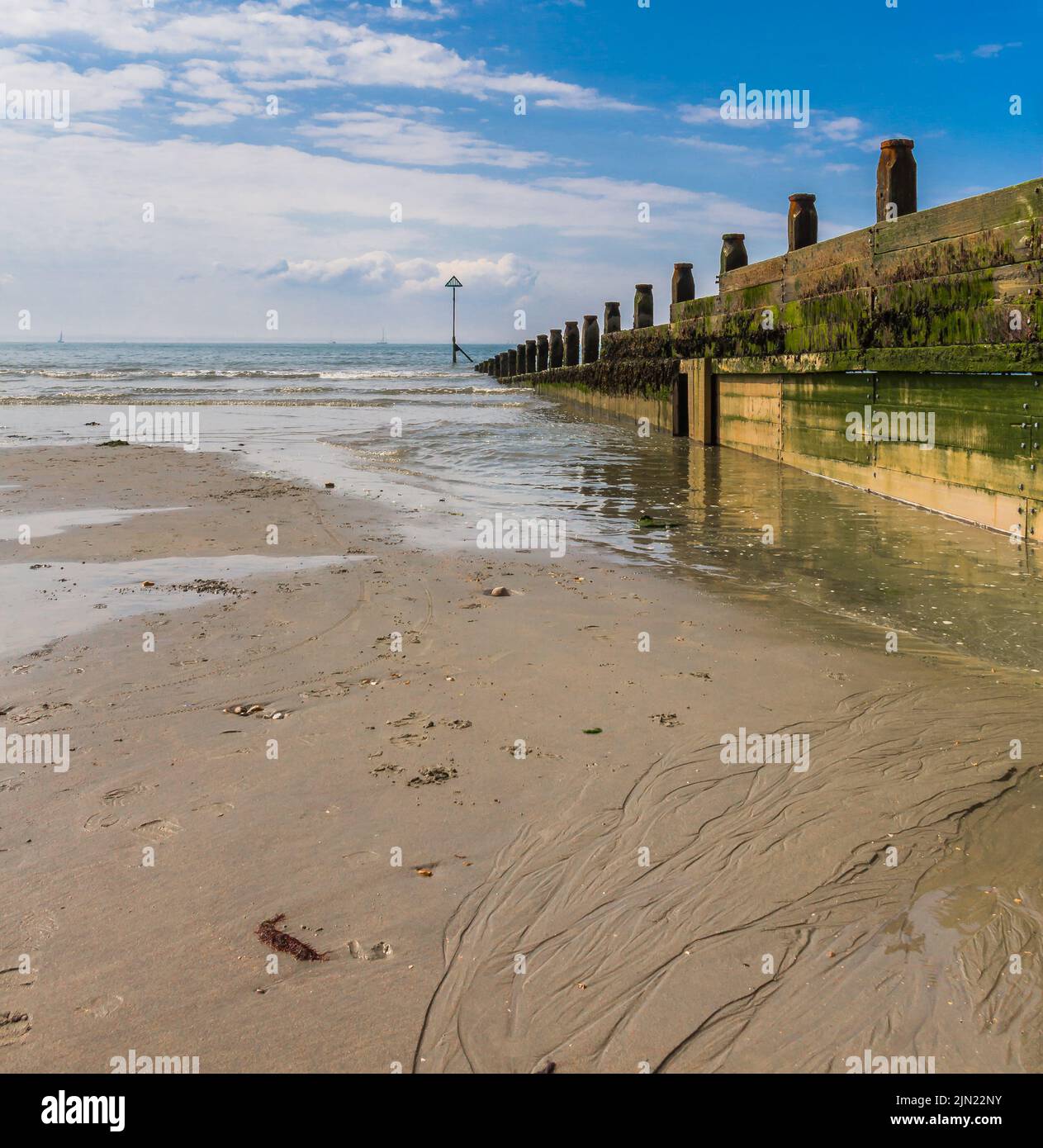 The Breakwater on West Wittering beach near chichester in West Sussex, United Kingdom Stock Photo