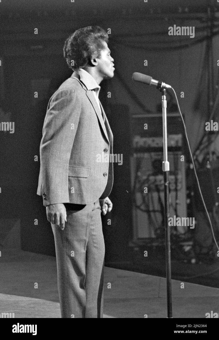 JAMES BROWN (1933-2006) American Soul singer on Ready,Steady, Go ! in 1966. Photo: Tony Gale Stock Photo