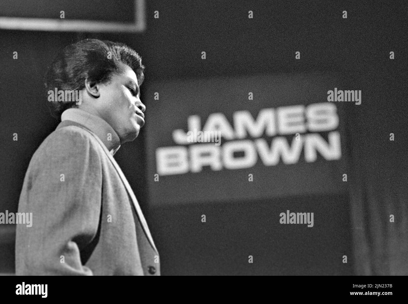 JAMES BROWN (1933-2006) American Soul singer on Ready,Steady, Go ! in 1966. Photo: Tony Gale Stock Photo