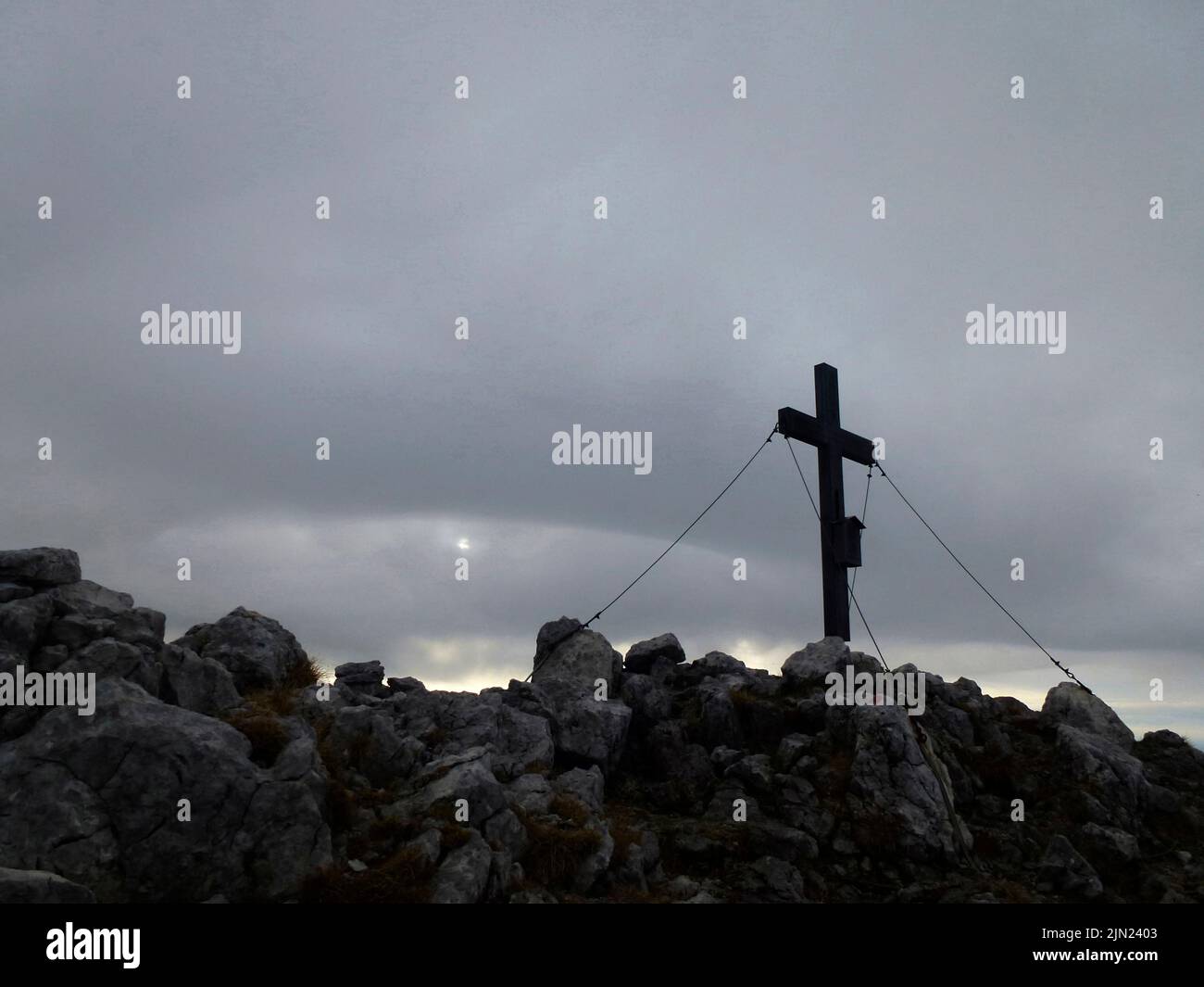 Summit cross at Sonneck mountain, Wilder Kaiser, Tyrol, Austria Stock Photo