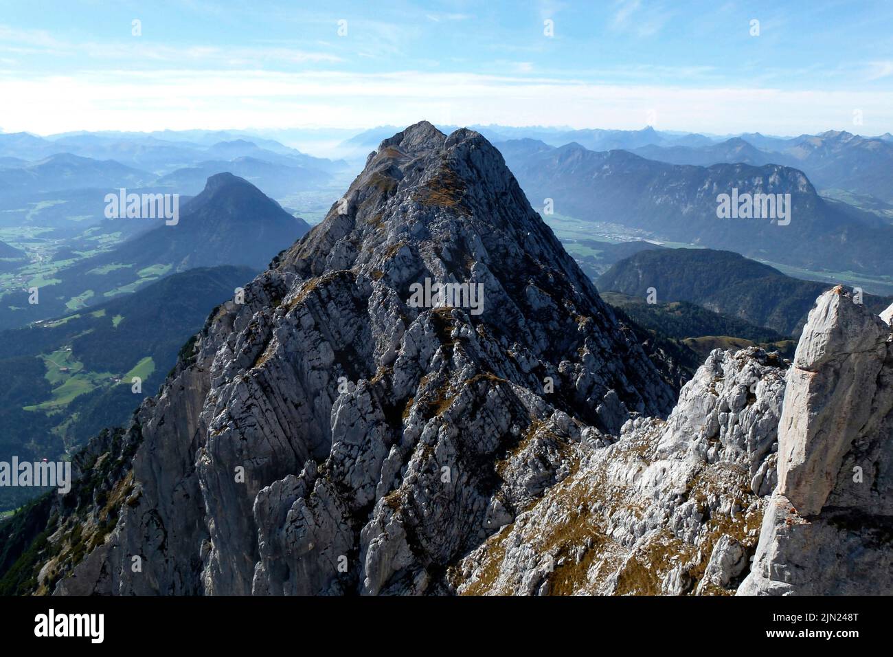 Mountain crossing Hackenkopfe mountains, Tyrol, Austria Stock Photo