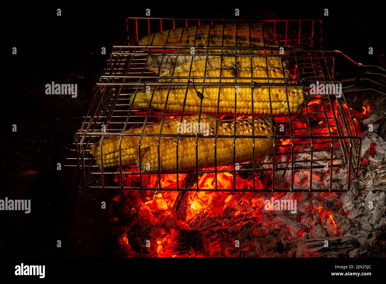 Delicious Grilled Mexican Corn cobs Vegetables On Barbecue Sweetcorn