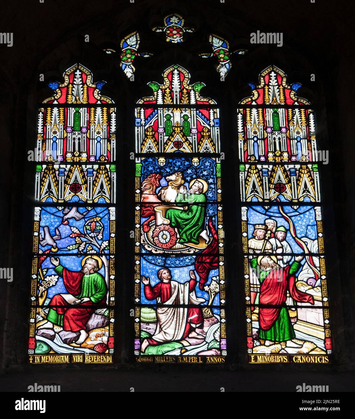 Stained glass window in Ely Cathedral, Cambrideshire, England Stock