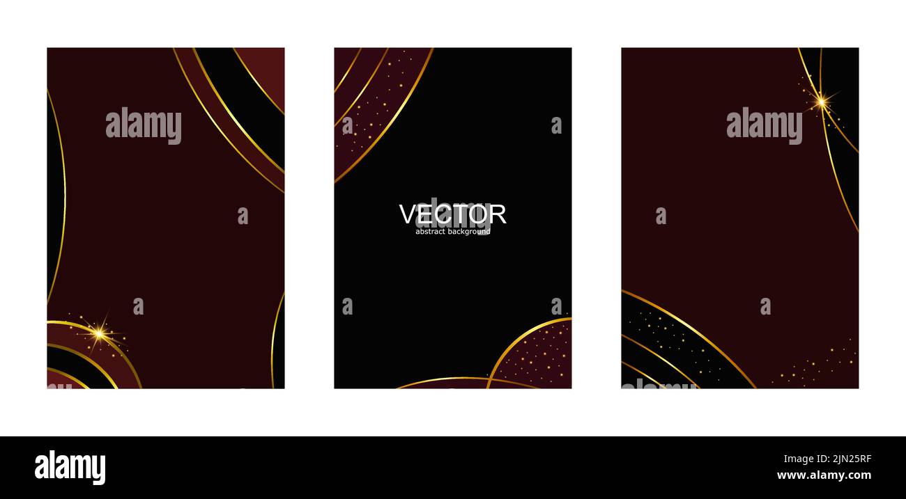 Set Vector dark abstract background. Dark blue background with golden