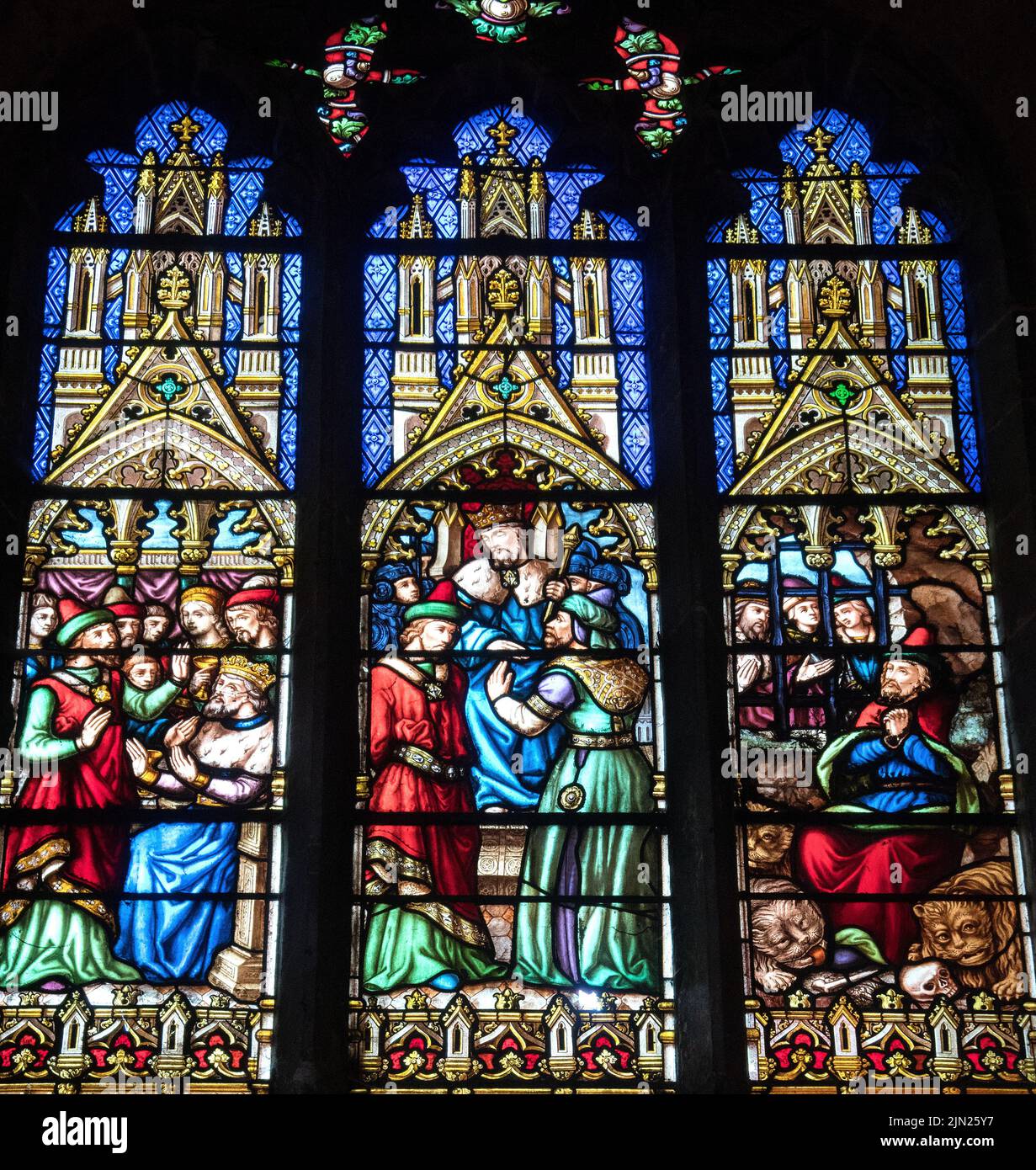 Stained glass window in Ely Cathedral, Cambrideshire, England Stock