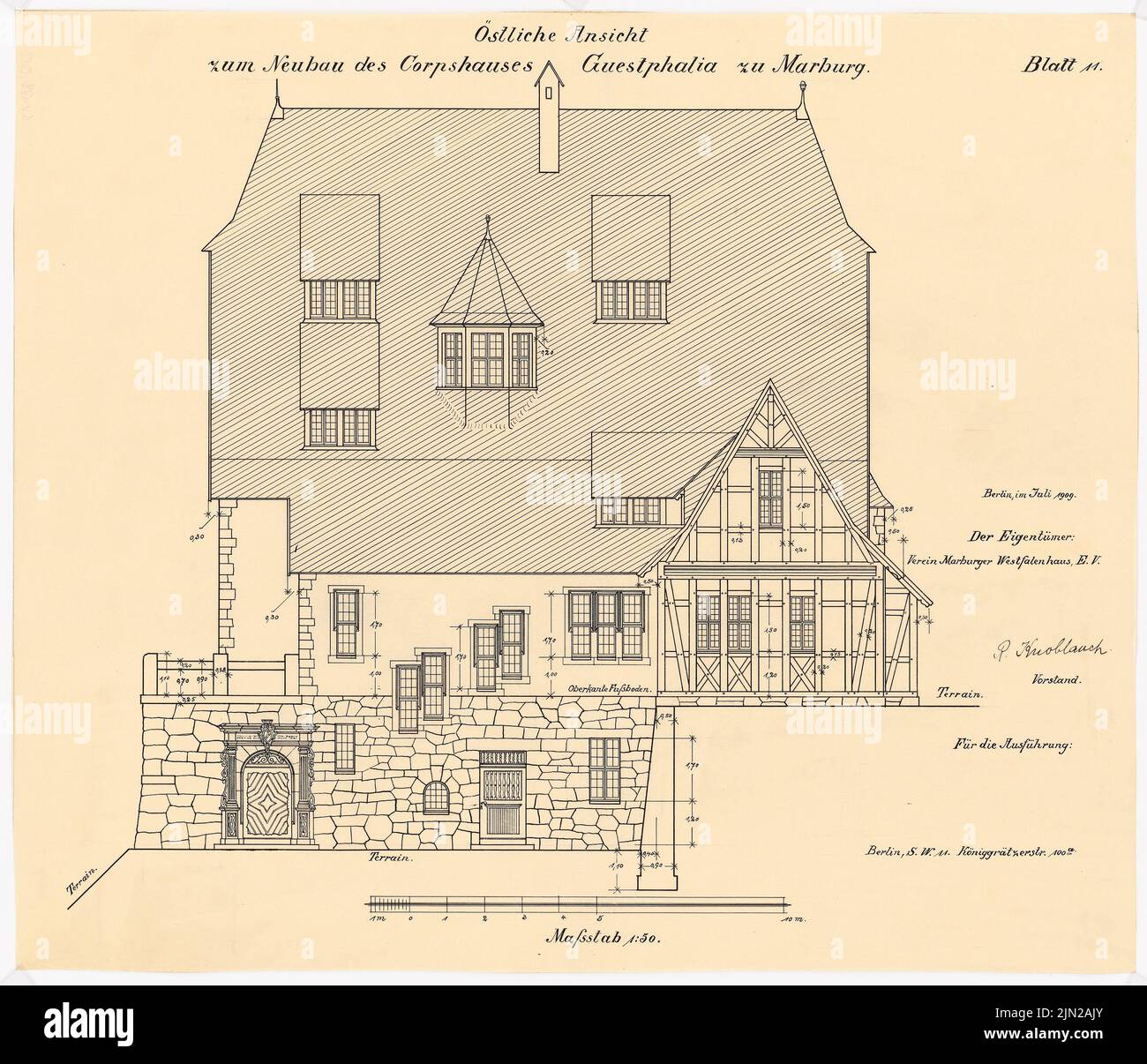Knoblauch Gustav (18331916), Corpshaus Guestphalia, Marburg Upper east side 150. Ink on