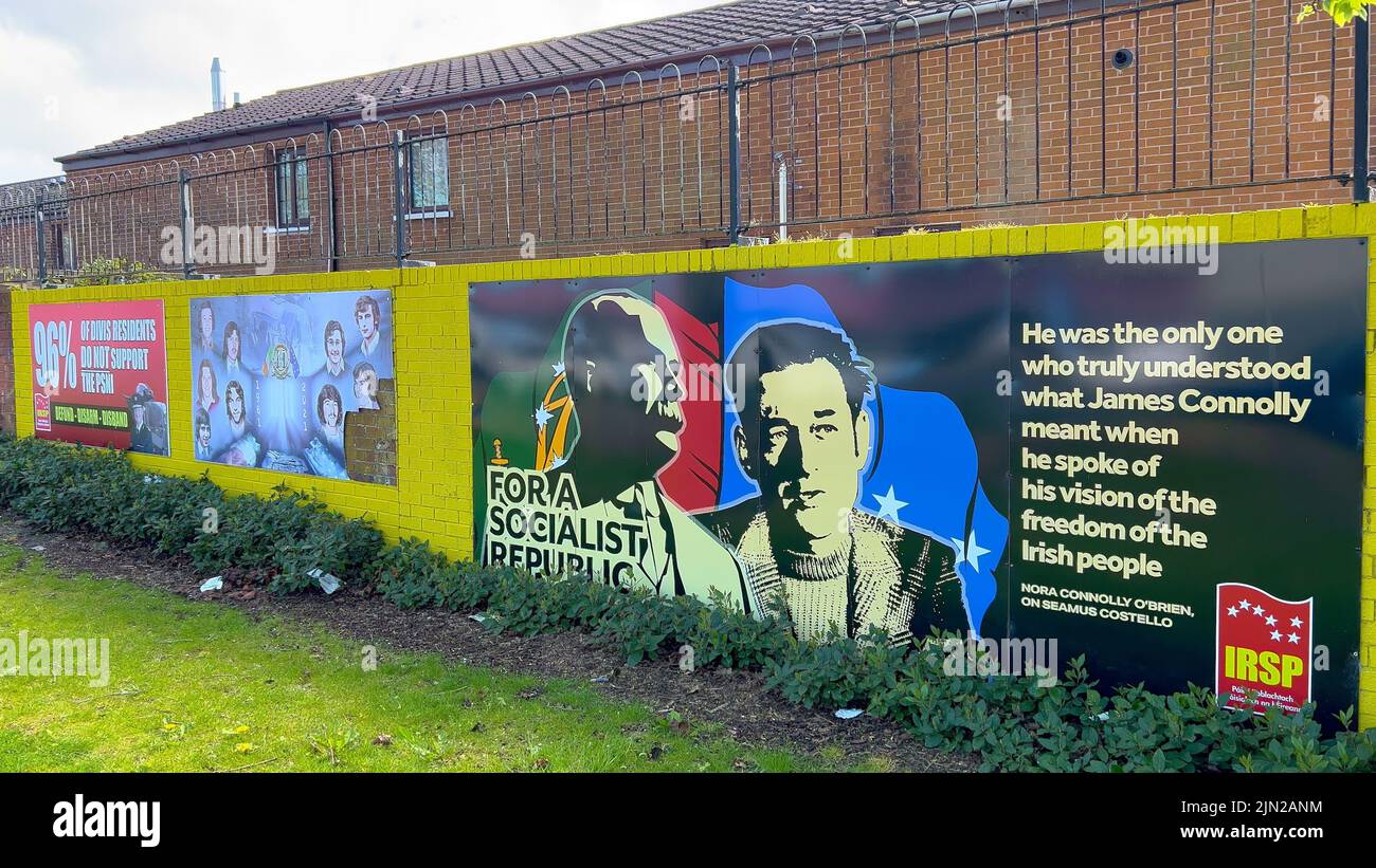 The famous Wall Murals of Belfast on the houses and Peace Wall