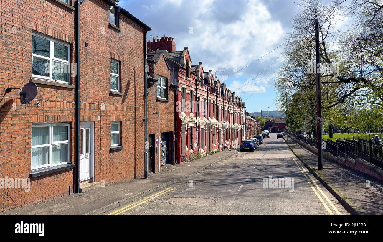 Typical house row in Belfast - BELFAST, UK - APRIL 25, 2022 Stock Photo