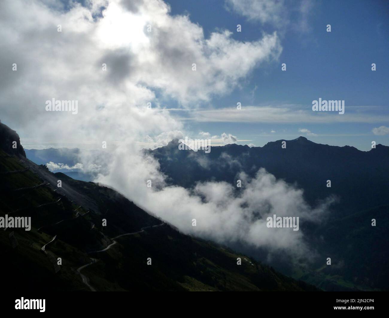 Stubai high-altitude hiking trail in Tyrol, Austria Stock Photo