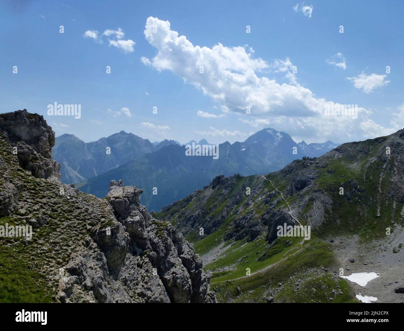 Sign post at Stubai high-altitude hiking trail in Tyrol, Austria Stock Photo