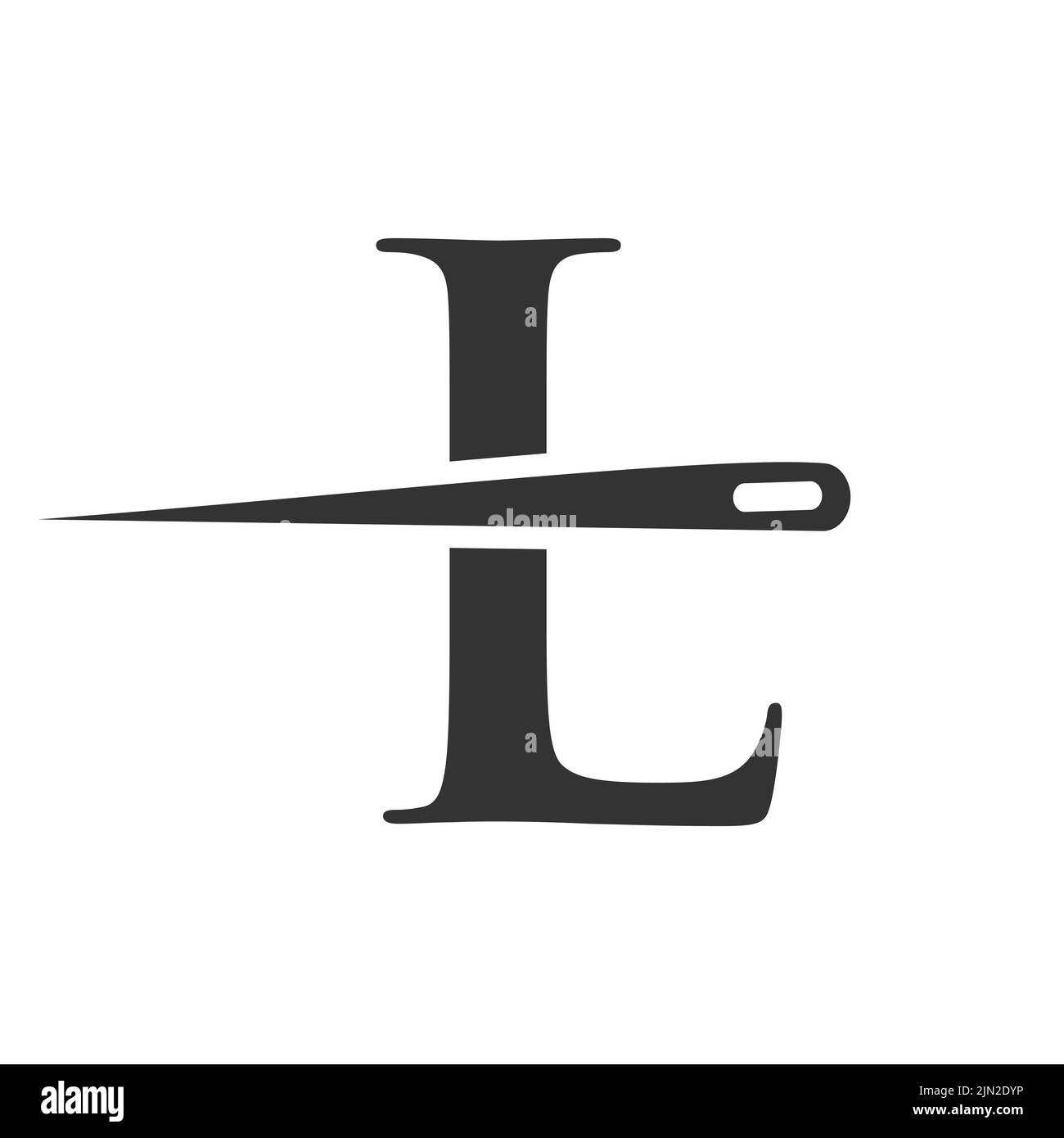 Initial Letter L Tailor Logo, Needle and Thread Combination for Embroider, Textile, Fashion, Cloth, Fabric Template Stock Vector