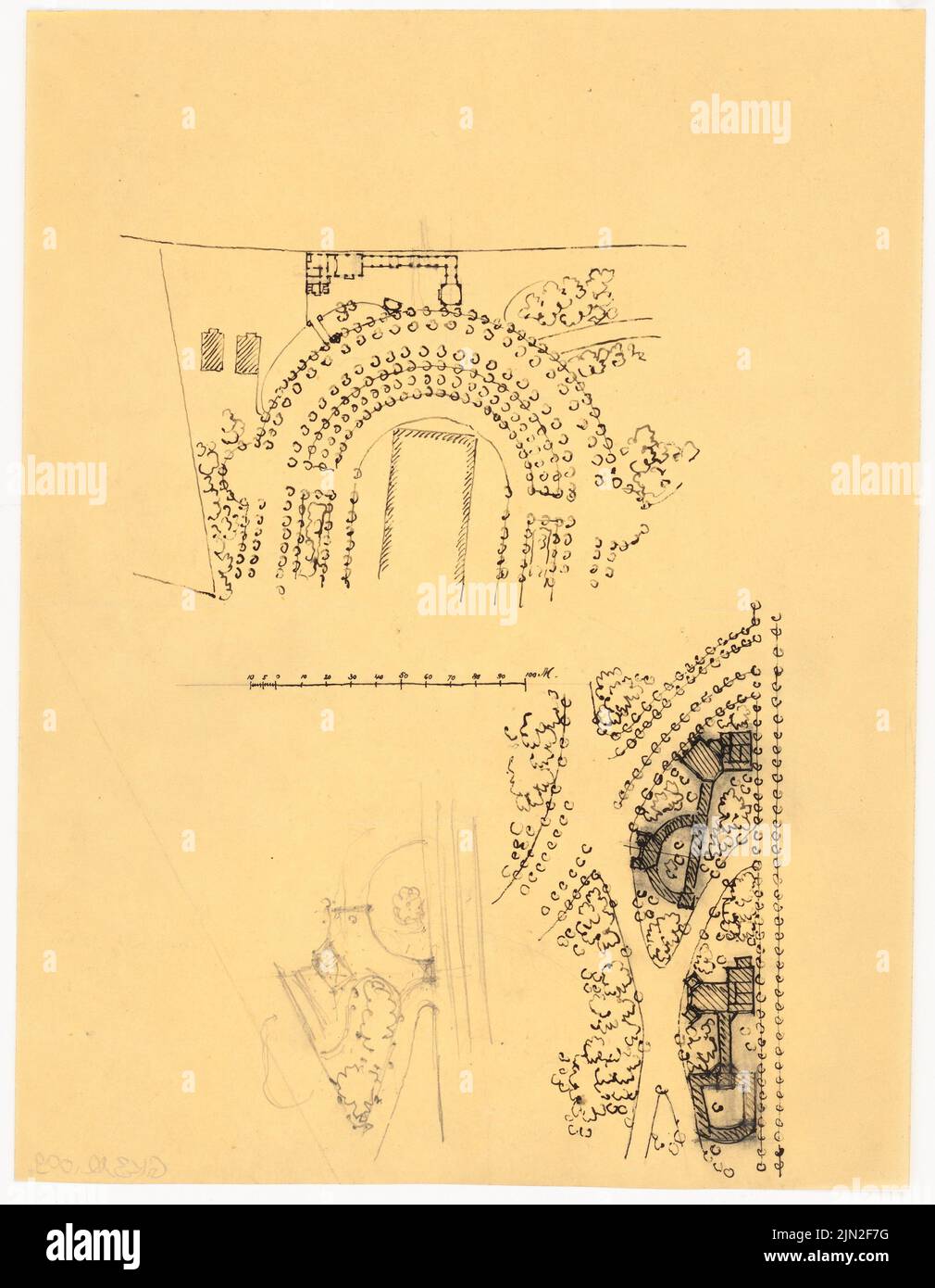 Gustav garlic (1833-1916), horticultural exhibition 1897, Berlin-Treptow: site plan. Ink, pencil on transparent, 31.9 x 24.8 cm (including scan edges) Stock Photo