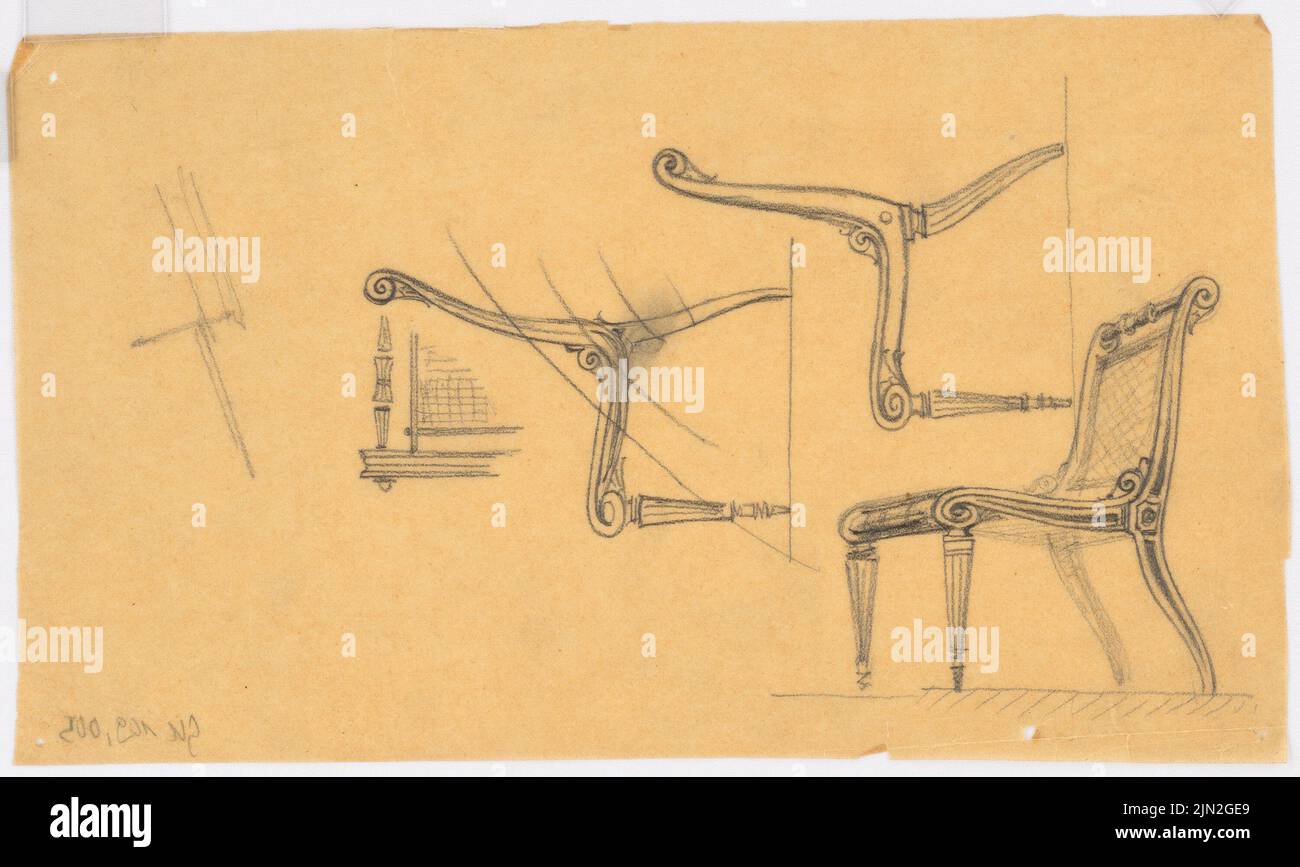 Knoblauch Gustav (1833-1916), facility residential building Keibel, Berlin: sketch chair. Pencil on transparent, 18.6 x 31.1 cm (including scan edges) Stock Photo