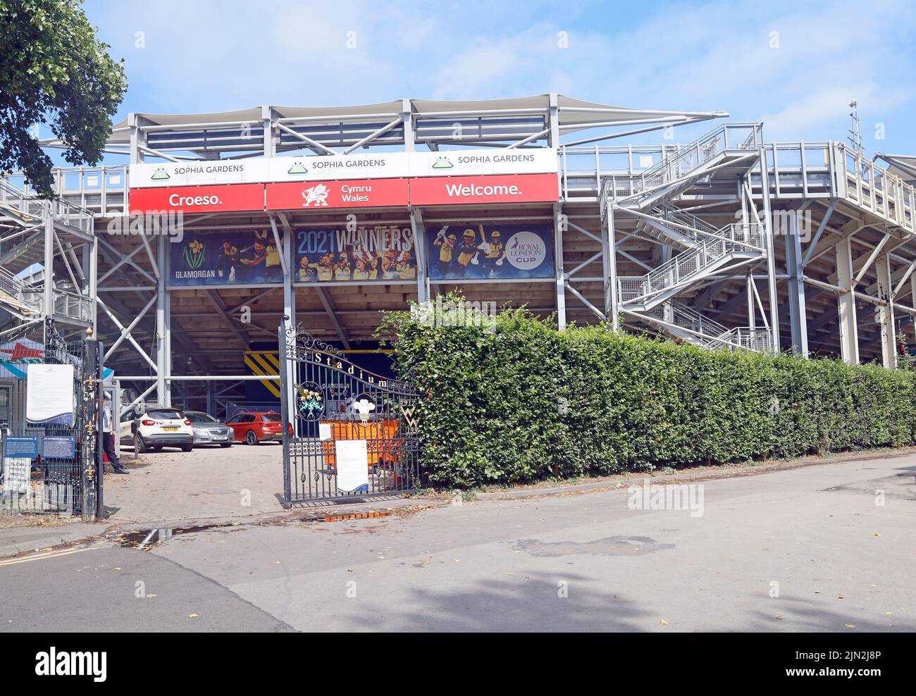 Cricket ground entrance, Sophia Gardens, Cardiff Stock Photo