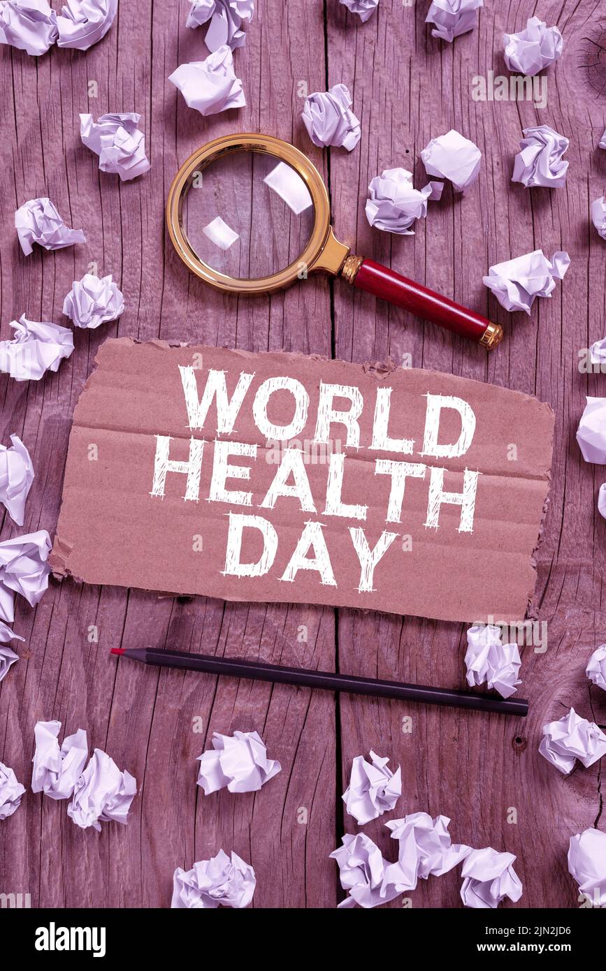 Sign displaying World Health Day. Word Written on Global health