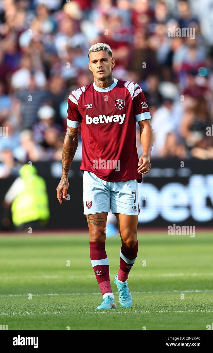 London, England, 7th August 2022. Gianluca Scamacca of West Ham United during the Premier League match at the London Stadium, London. Picture credit should read: David Klein / Sportimage Stock Photo