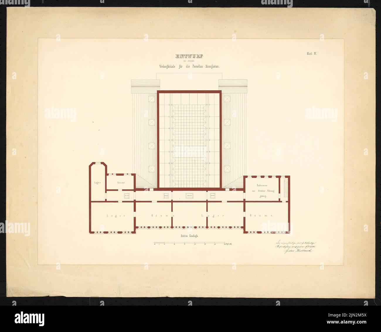 Sales rooms for a porcelain factory: floor plan 3rd Stock Photo - Alamy
