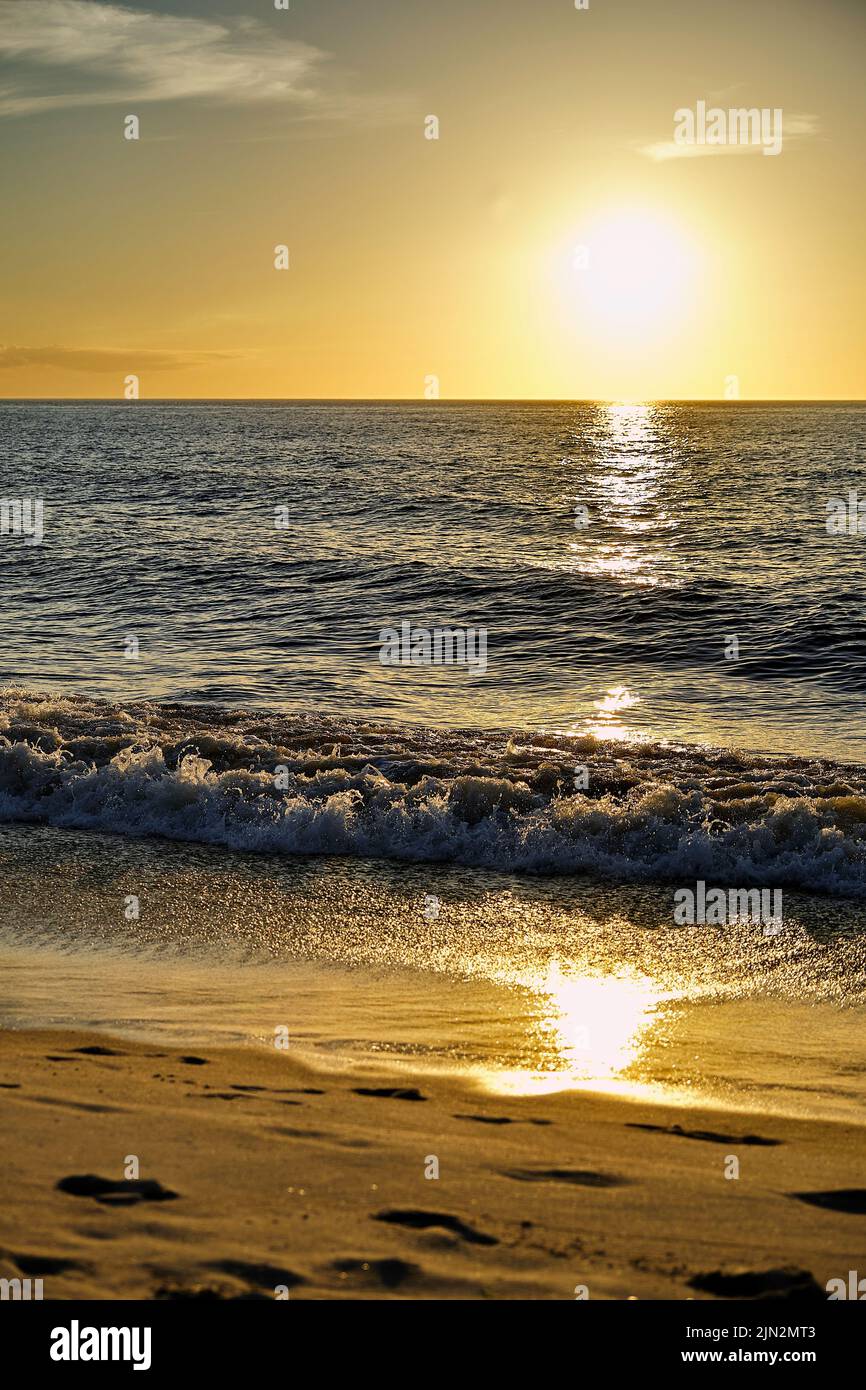Golden sunrise along the Delaware seashore. Stock Photo