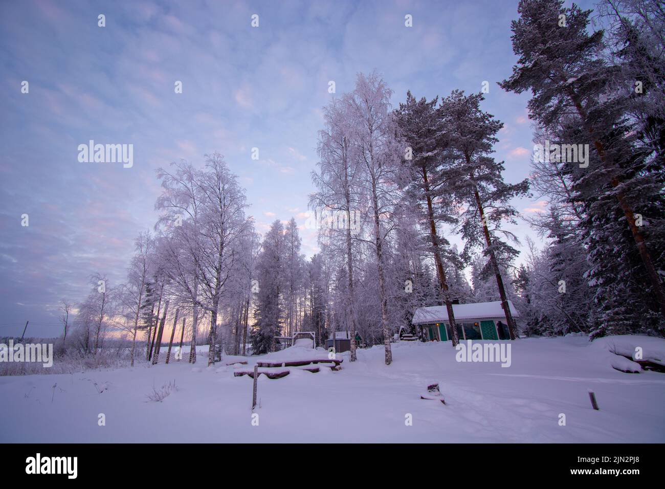 Sunrise in Finland Winter Stock Photo